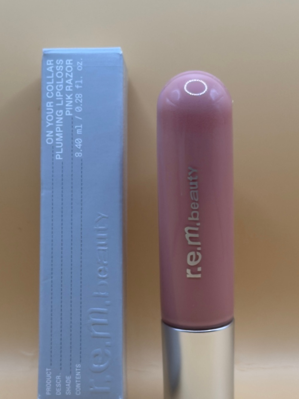 r.e.m. beauty On Your Collar Plumping Lip Gloss — Soft Pink and nude brown